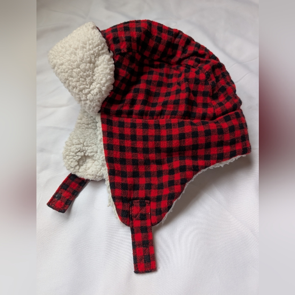 Carter's Red and Black Plaid Winter Trapper Hat For Toddler